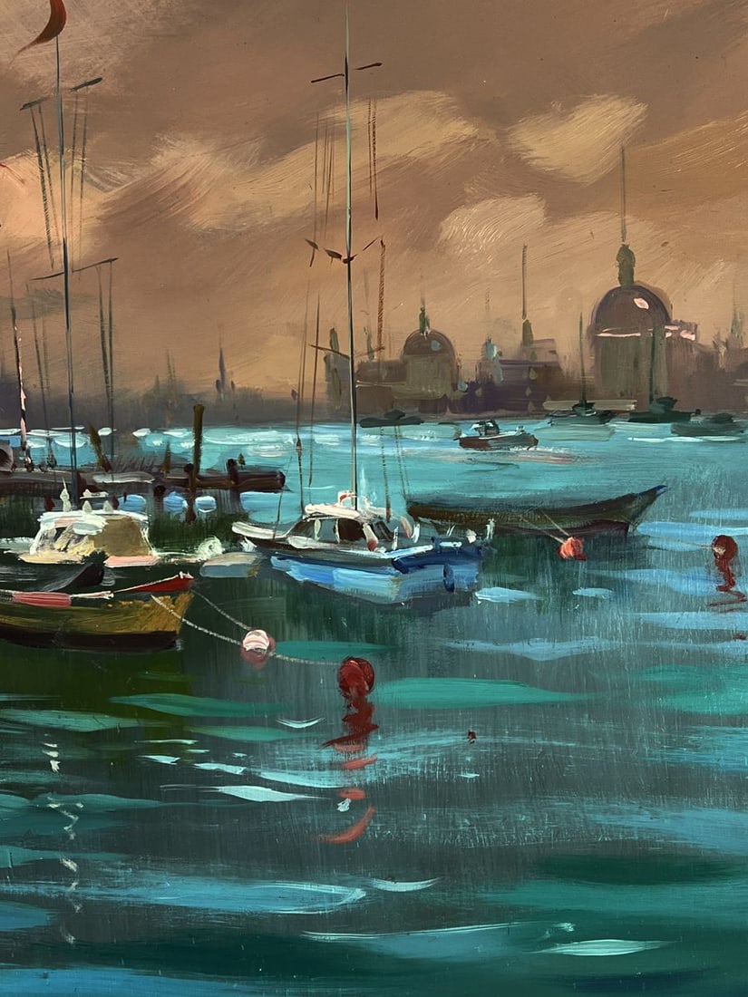 Oil painting Sunset at the city pier Yuriy Suprunchuk - 9