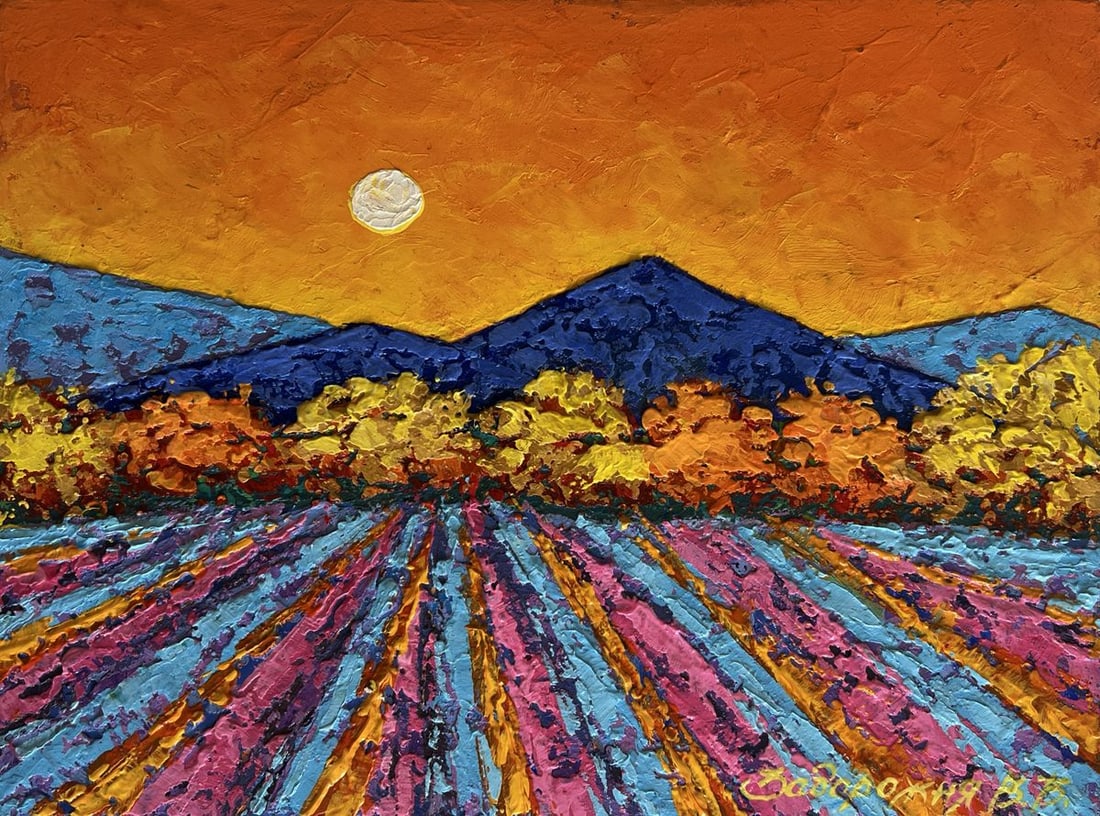 Oil painting Sunset colors over the peaks V. Zadorozhnya - 3