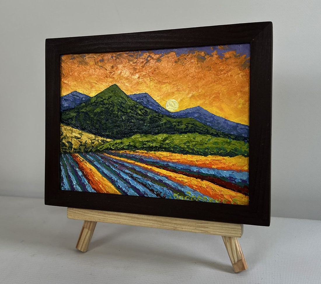 Oil painting Sunset hues over summer mountains V. Zadorozhnya - 2