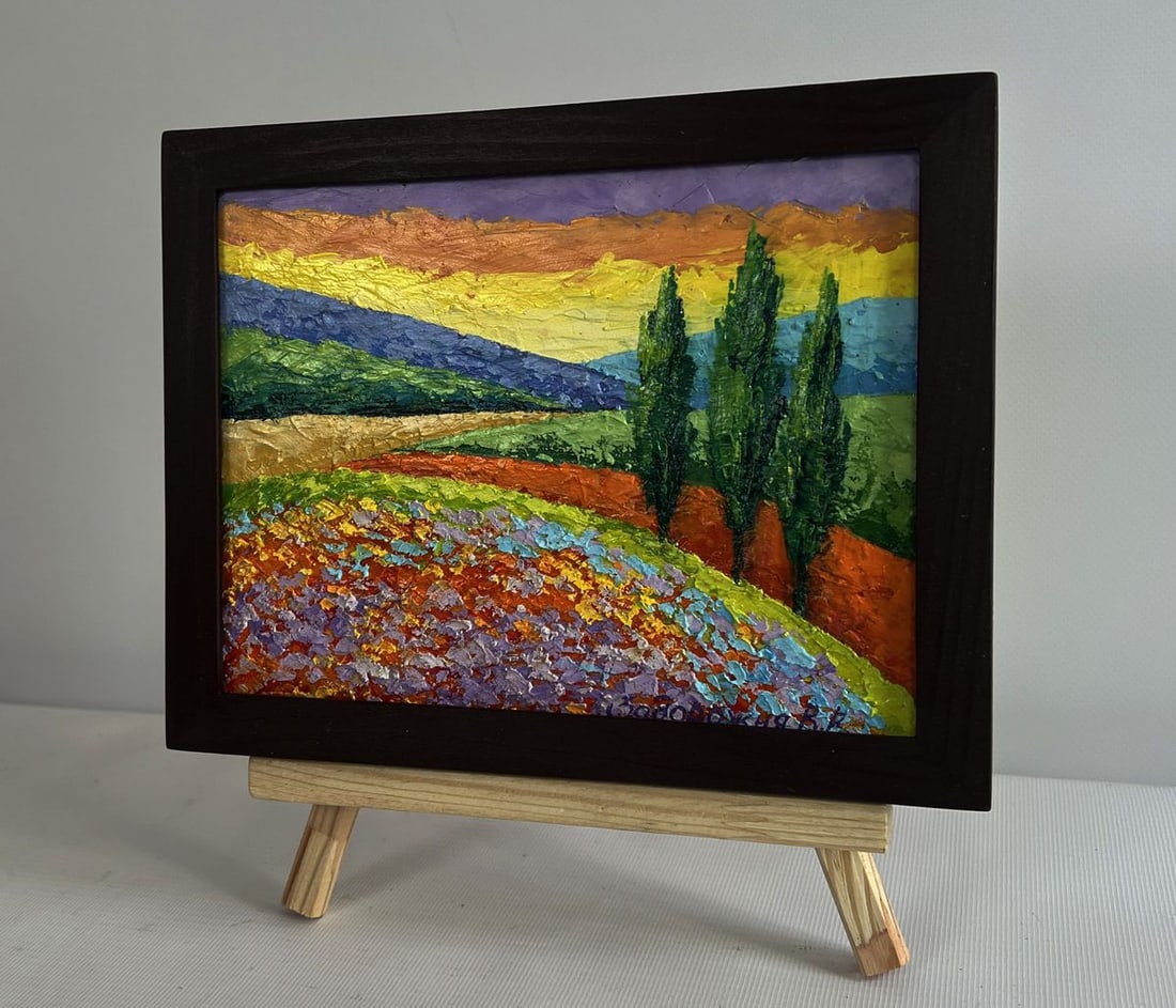 Oil painting Flower fields and sunset V. Zadorozhnya - 2