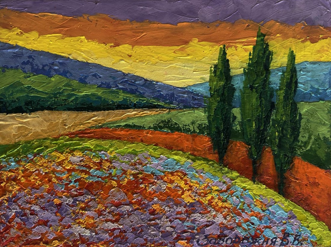Oil painting Flower fields and sunset V. Zadorozhnya - 3