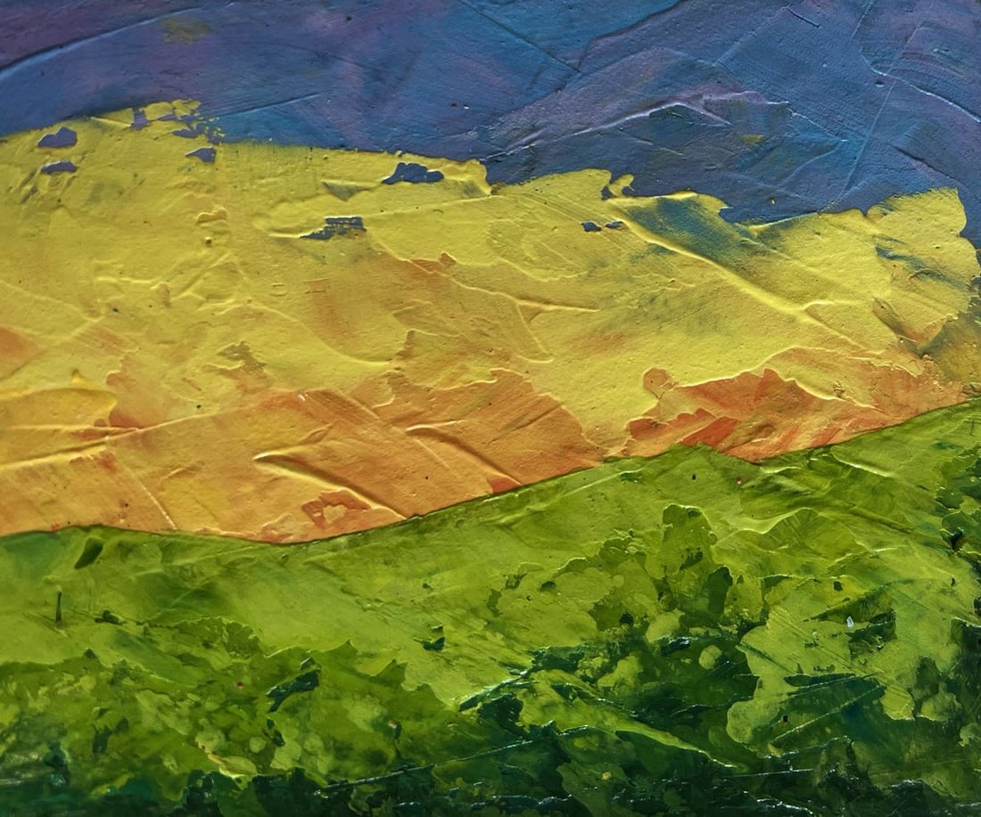 Oil painting Fiery sunset behind the mountains V. Zadorozhnya - 4