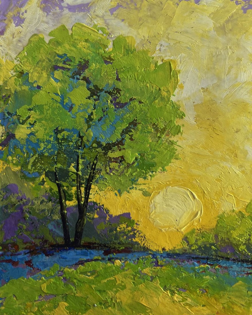 Oil painting The last rays over the forest V. Zadorozhnya - 5