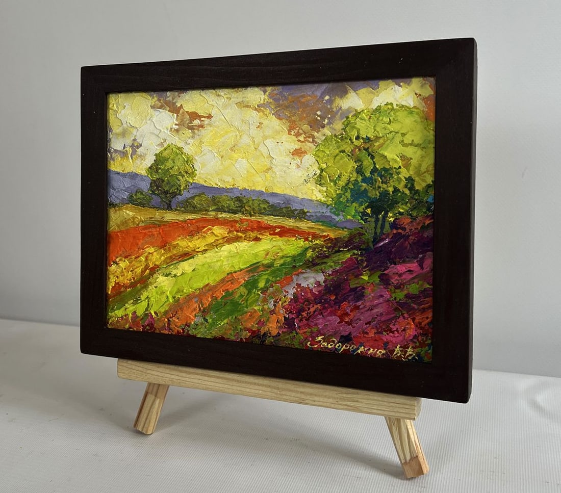 Oil painting Flower meadows in the rays of sunset V. Zadorozhnya - 2