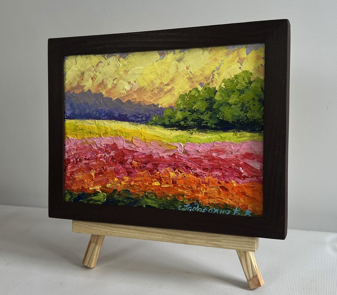 Oil painting Sunset among forest and fields V. Zadorozhnya - 2