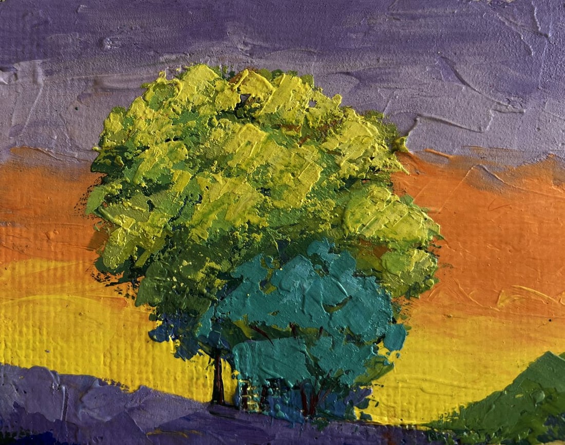 Oil painting Forest area with sunset V. Zadorozhnya - 6