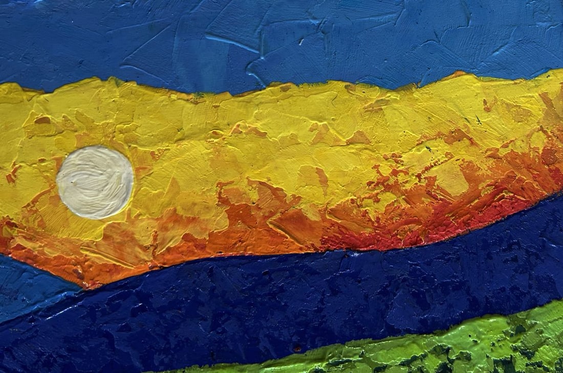 Oil painting Plowed field and blazing sunset V. Zadorozhnya - 4