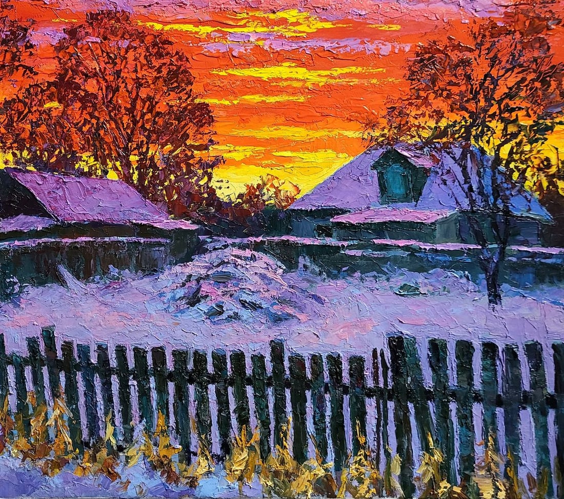Oil painting Winter evening Boris Serdyuk - 7