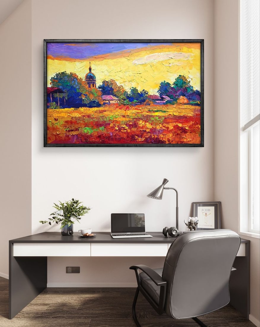 Oil painting Sunset over the village Boris Serdyuk - 2