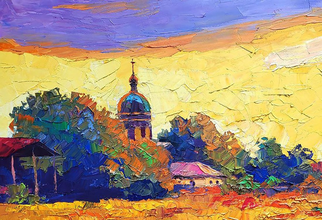 Oil painting Sunset over the village Boris Serdyuk - 4