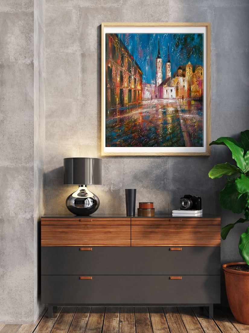 Abstract oil painting Night city Anatoly Tarabanov - 2