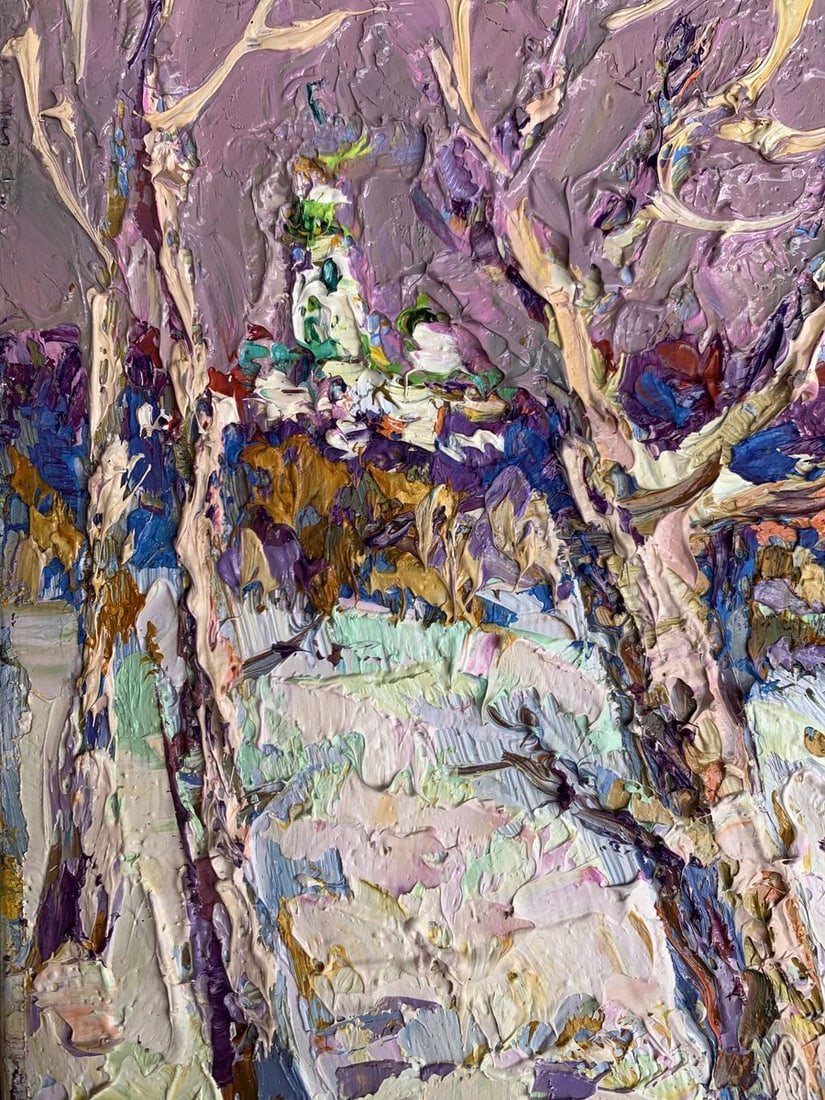 Oil painting The first snow fell Oksana Kalenyuk - 4