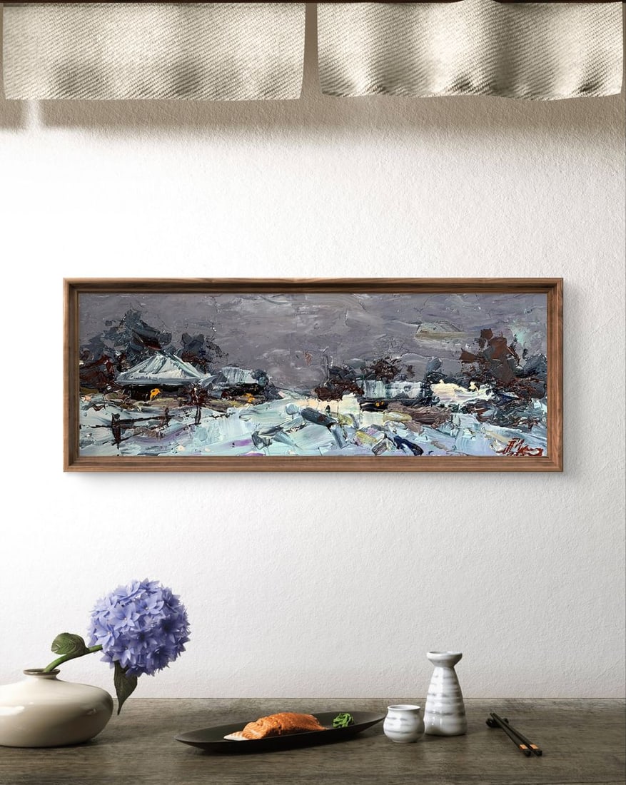 Oil painting Winter and evening Alexander Cherednichenko - 3