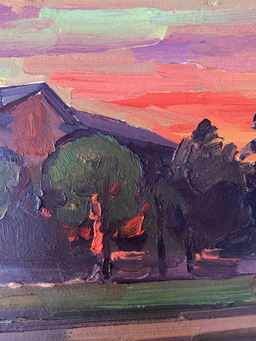 Oil painting Sunset in the city Peter Tovpev - 6