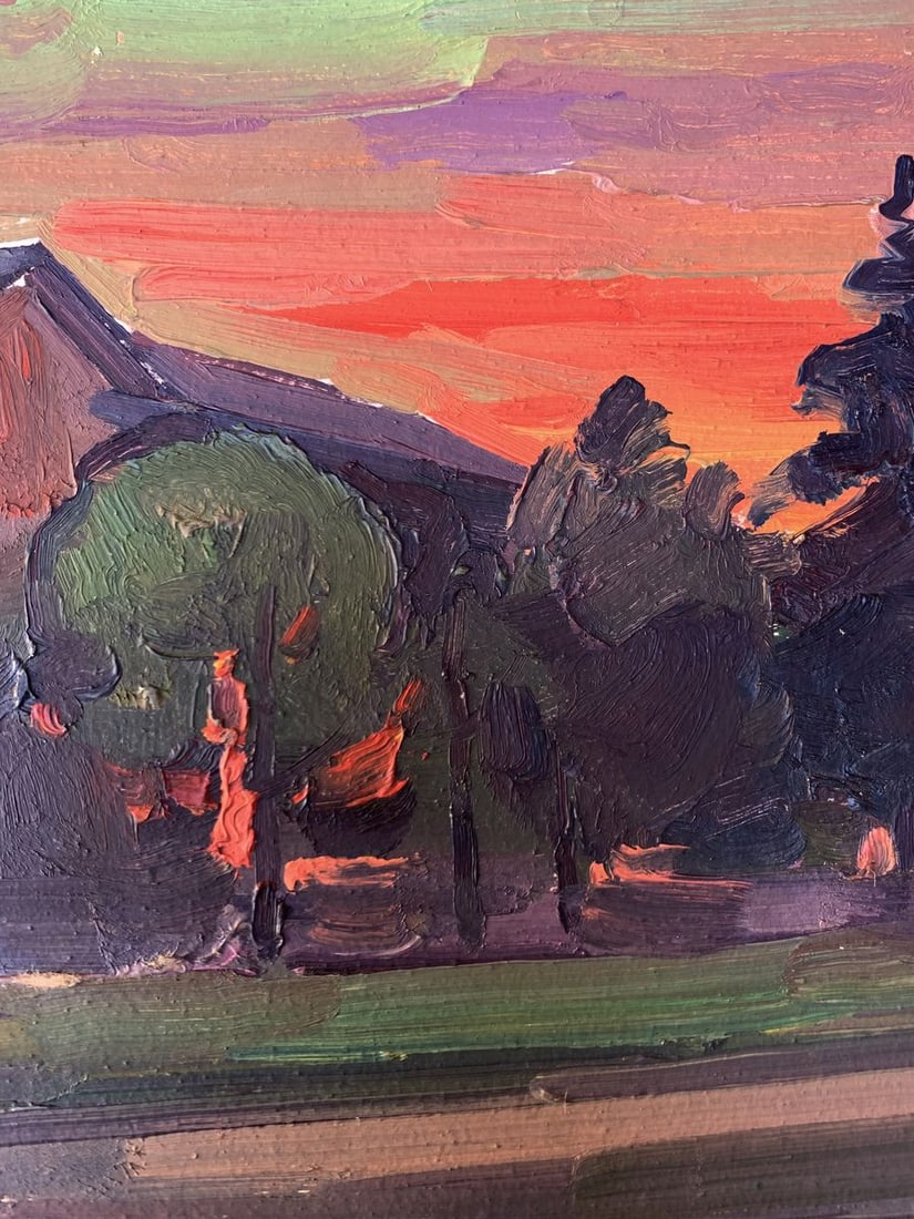 Oil painting Sunset in the city Peter Tovpev - 7