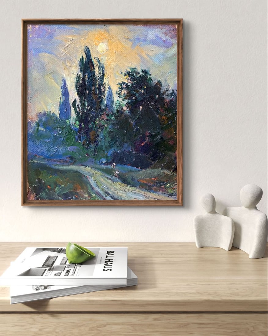 Oil painting Yellow sunset Mykhailo Burdylo - 2