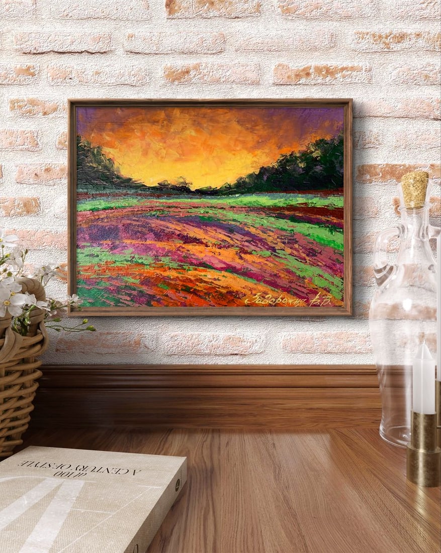 Oil painting Sunset behind the forest V. Zadorozhnya - 2