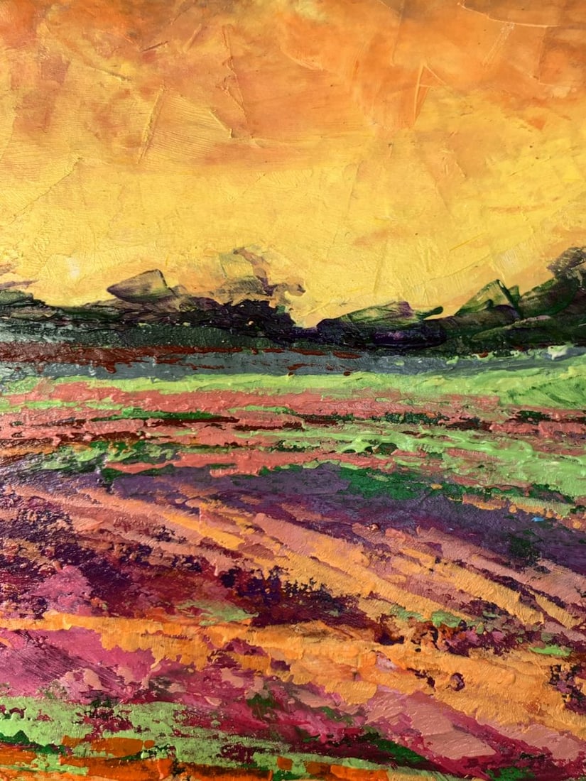 Oil painting Sunset behind the forest V. Zadorozhnya - 5