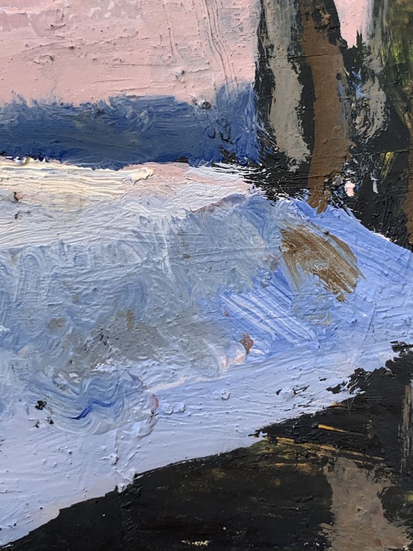 Oil painting There is a stream in the winter forest Leonid Maistrenko - 5