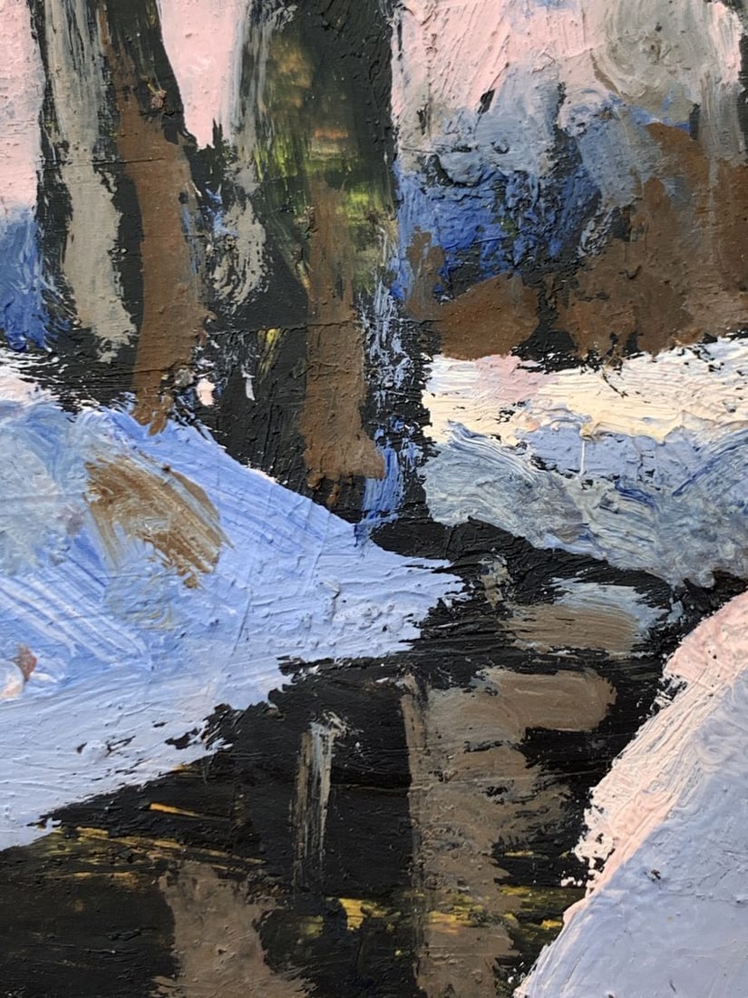 Oil painting There is a stream in the winter forest Leonid Maistrenko - 7