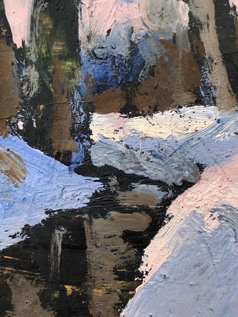 Oil painting There is a stream in the winter forest Leonid Maistrenko - 8