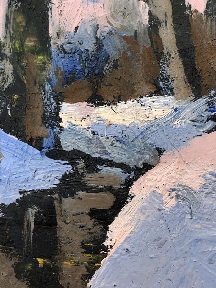 Oil painting There is a stream in the winter forest Leonid Maistrenko - 9