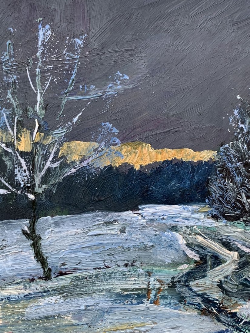 Oil painting Sunset in the winter forest Leonid Maistrenko - 4