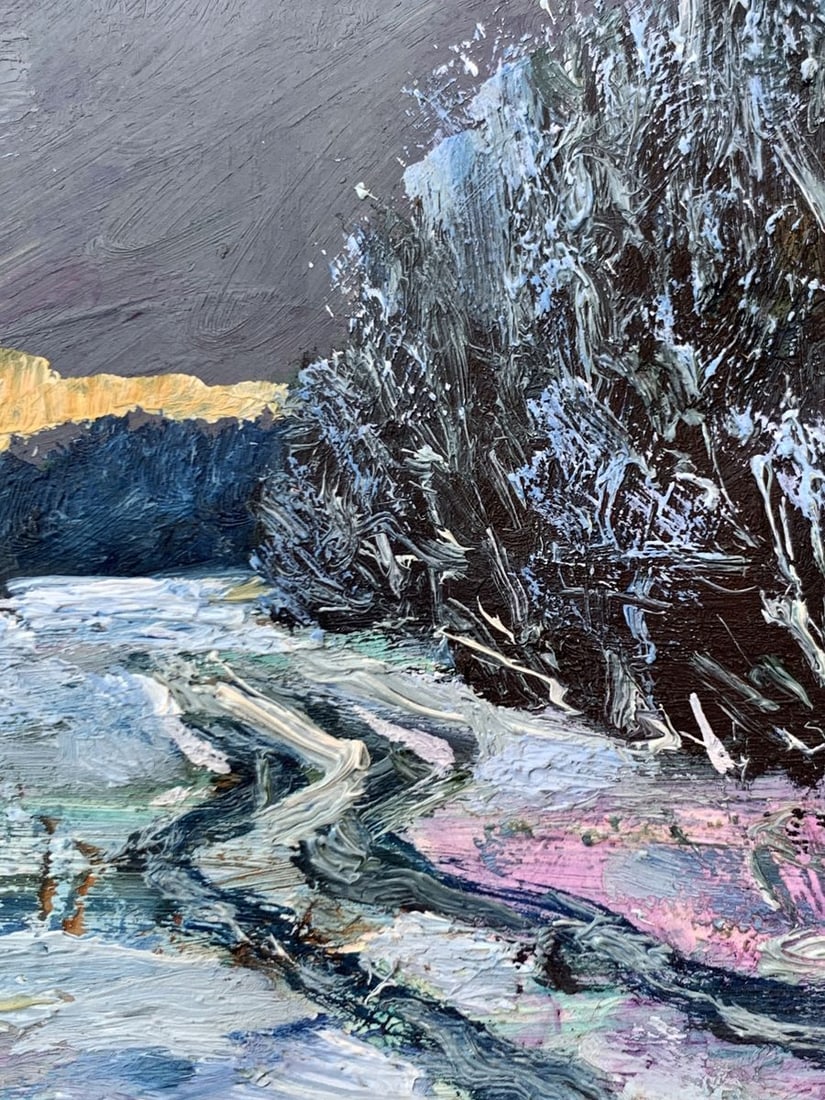 Oil painting Sunset in the winter forest Leonid Maistrenko - 8