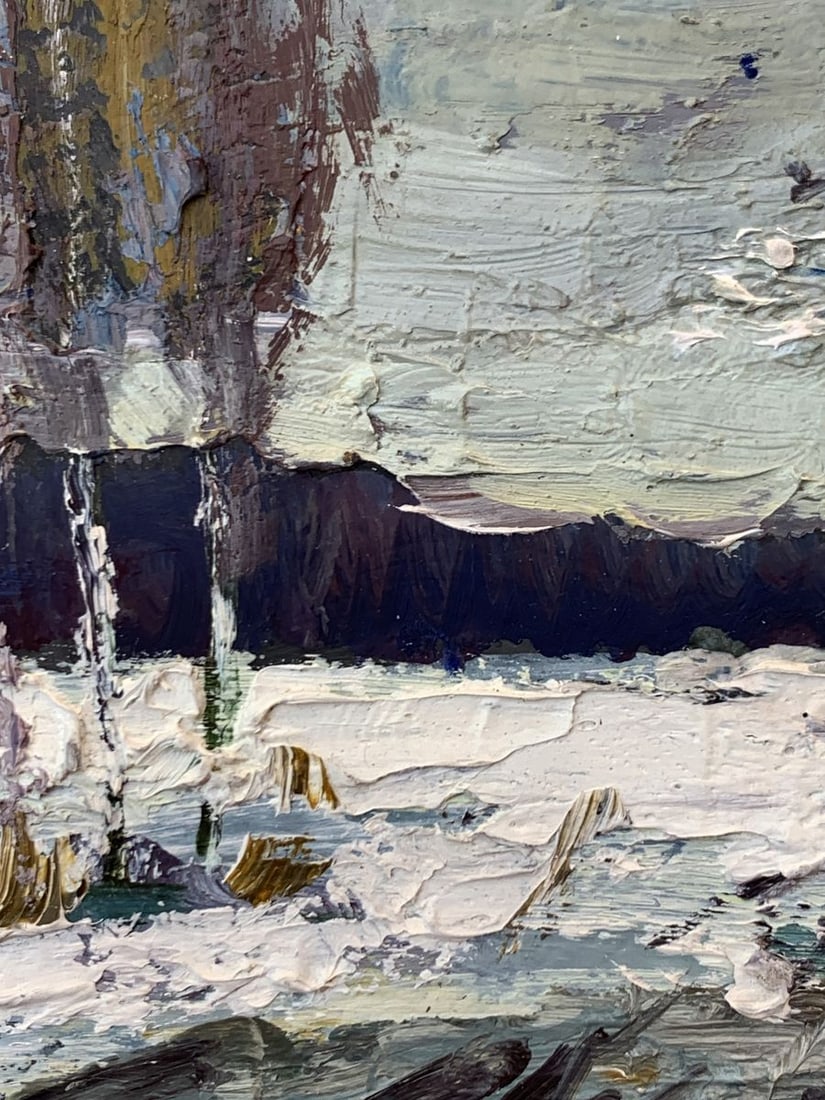 Oil painting Road in the winter forest Leonid Maistrenko - 4