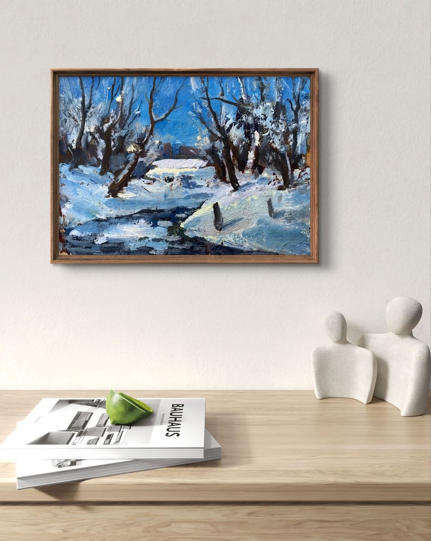 Oil painting In the night winter forest Leonid Maistrenko - 3