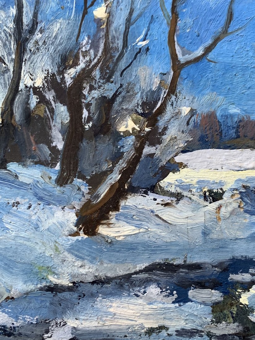 Oil painting In the night winter forest Leonid Maistrenko - 5