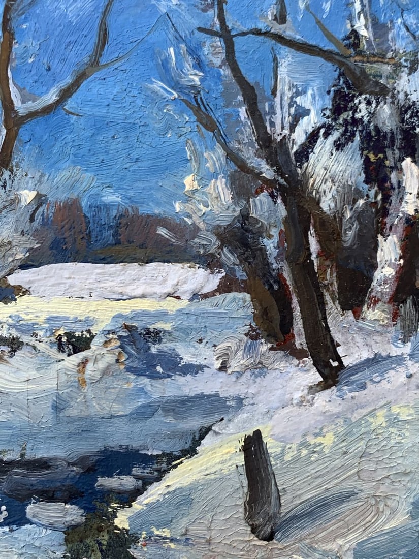 Oil painting In the night winter forest Leonid Maistrenko - 7