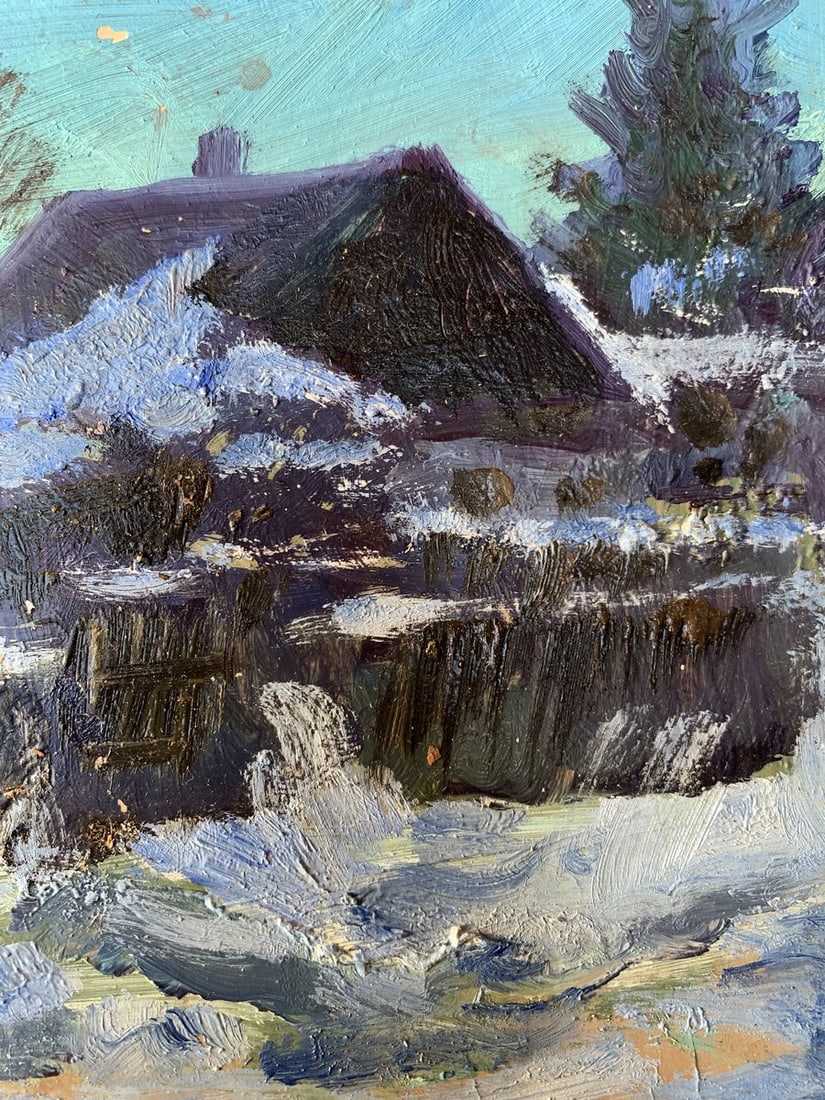 Oil painting Winter moonlit night Leonid Maistrenko - 11
