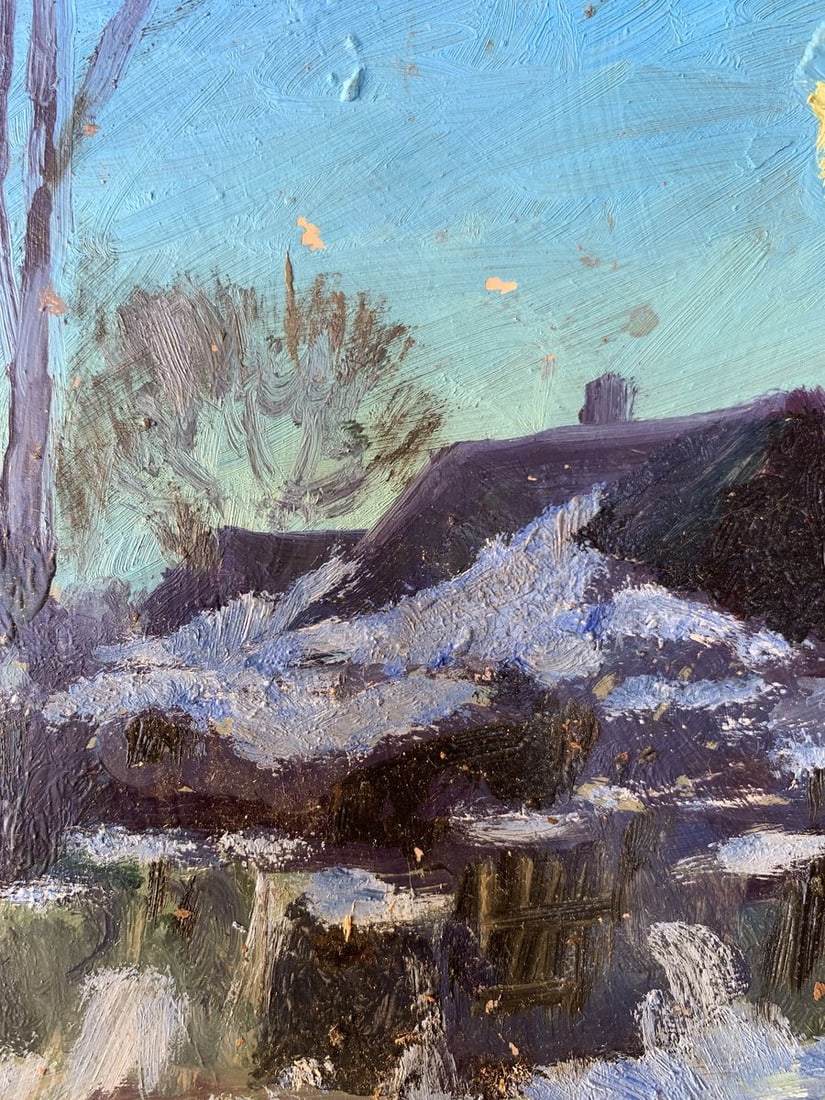 Oil painting Winter moonlit night Leonid Maistrenko - 4