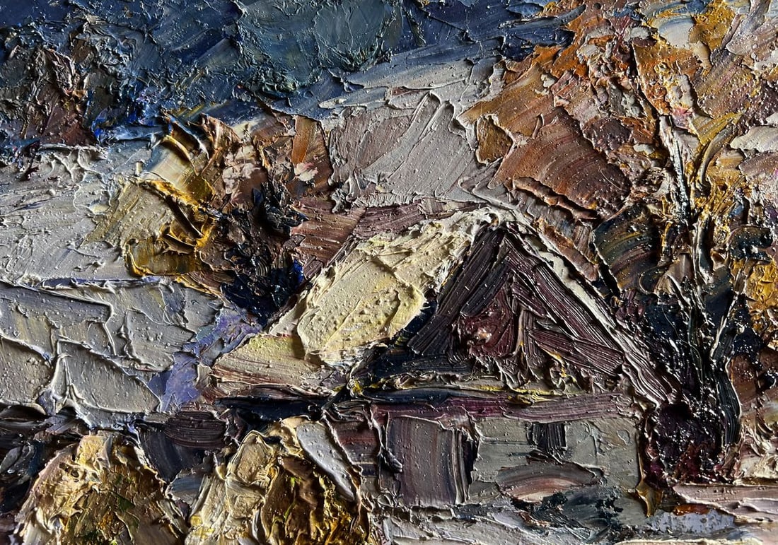 Oil painting Winter village evening Boris Serdyuk - 5