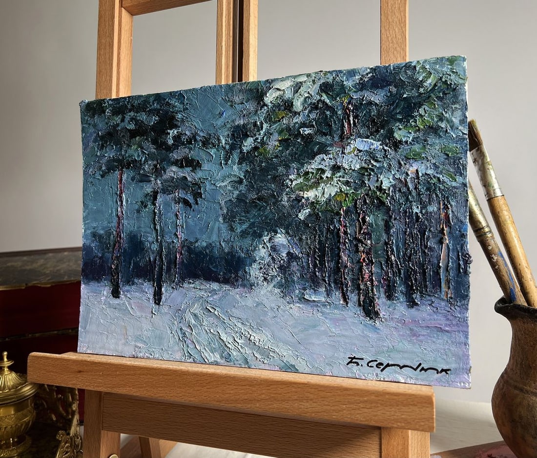 Oil painting Winter trail in the forest Boris Serdyuk - 2