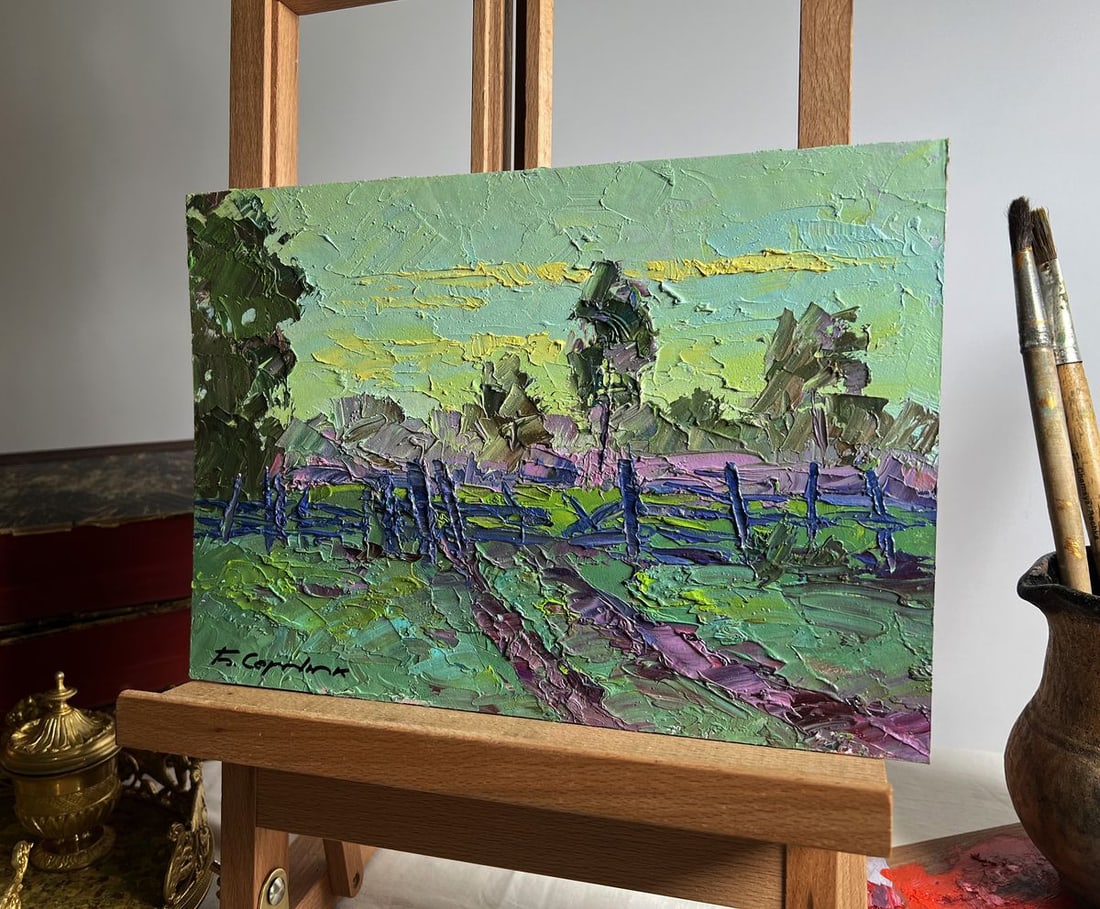 Oil painting It's getting dark in the field Boris Serdyuk - 2