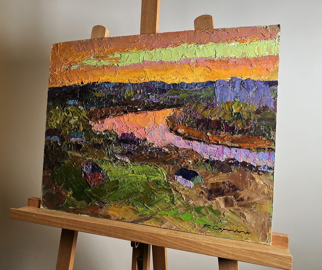 Oil painting Orange sunset sun Boris Serdyuk - 2