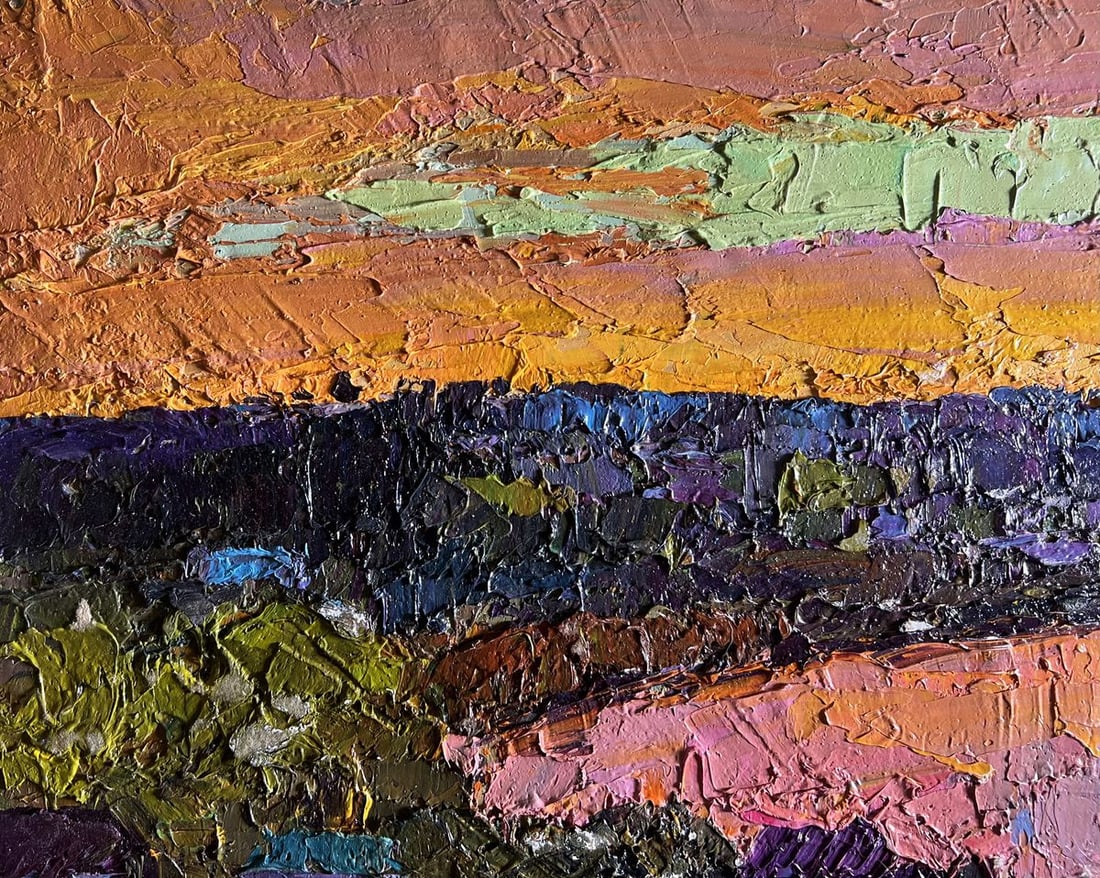 Oil painting Orange sunset sun Boris Serdyuk - 4