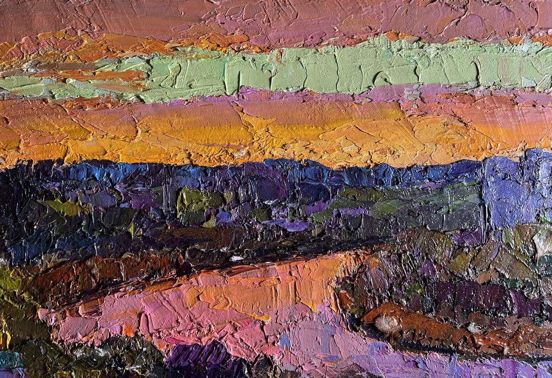 Oil painting Orange sunset sun Boris Serdyuk - 5