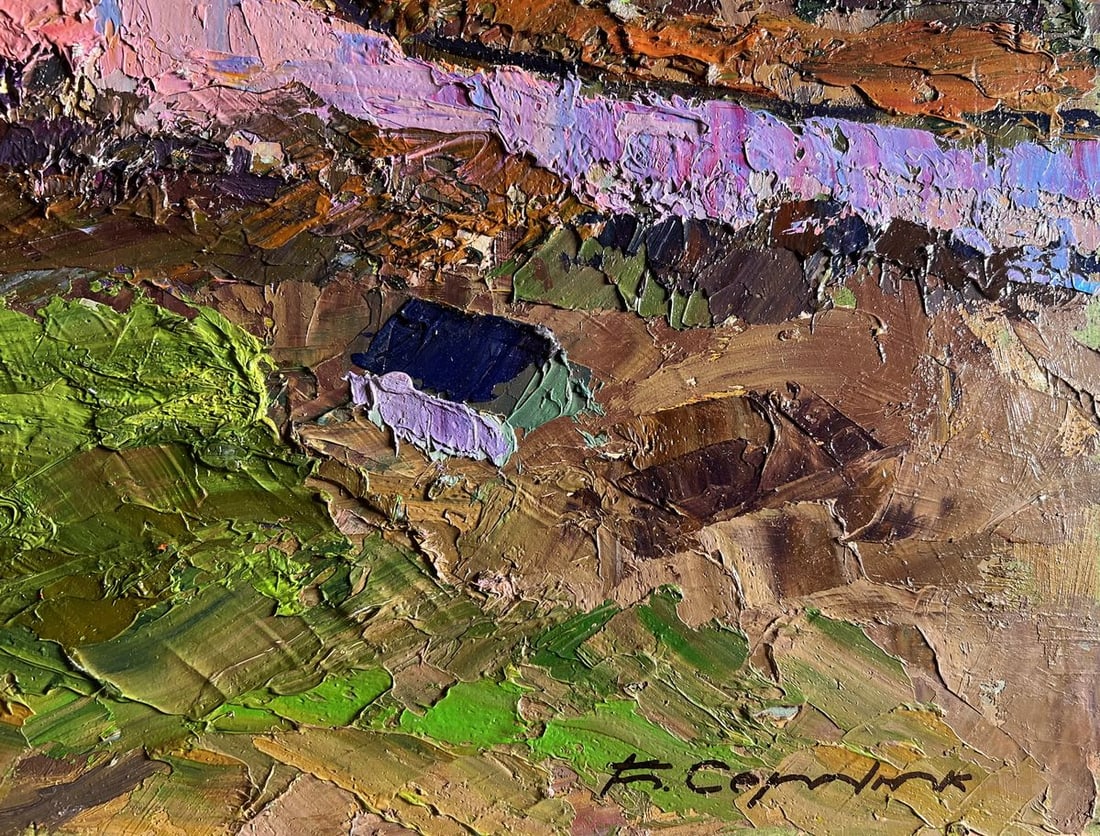 Oil painting Orange sunset sun Boris Serdyuk - 9