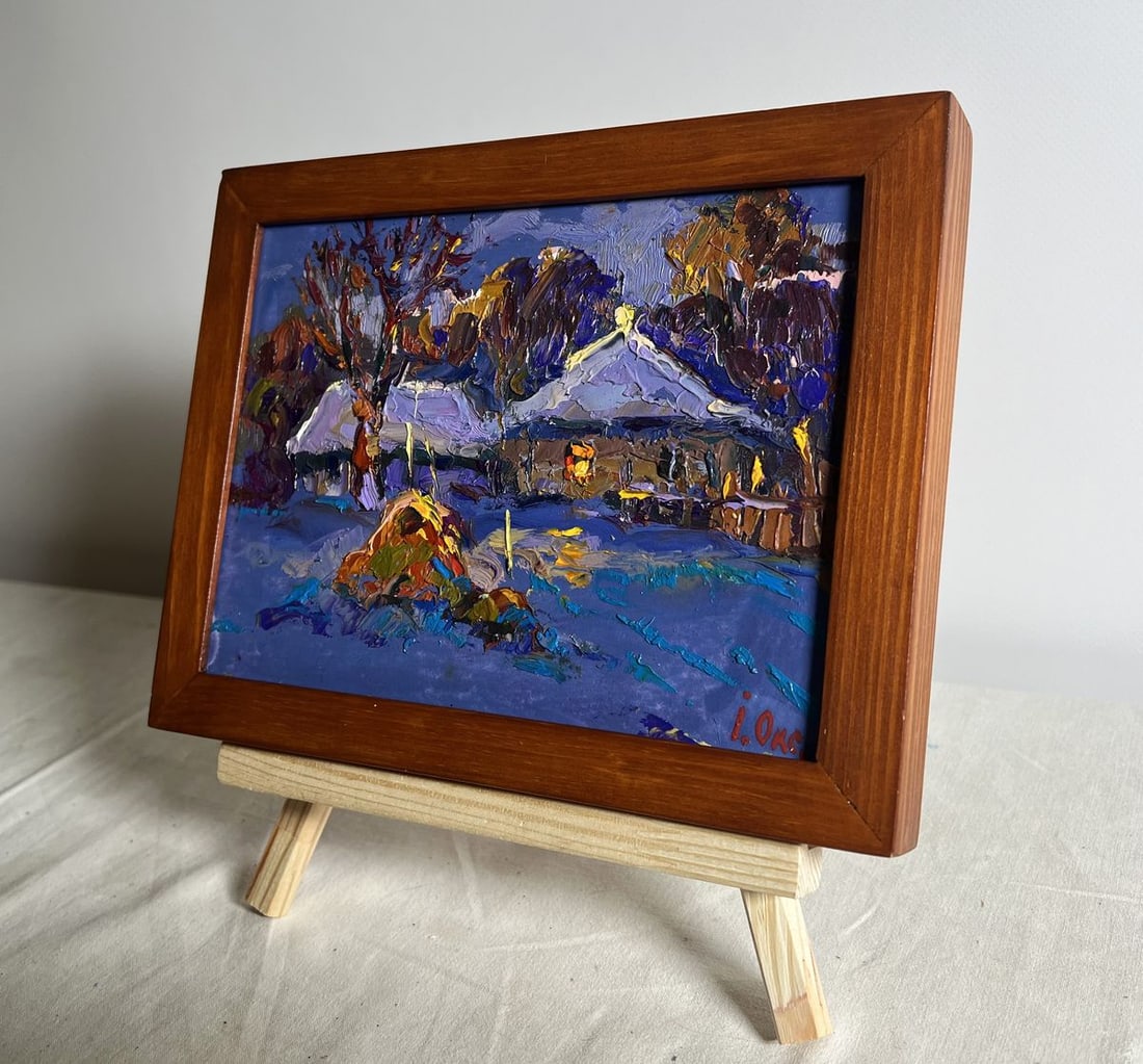Oil painting Frosty winter evening Oksana Kalenyuk - 2
