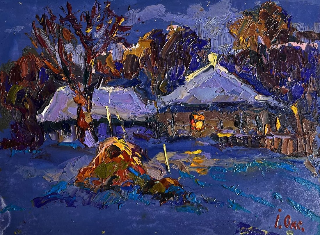 Oil painting Frosty winter evening Oksana Kalenyuk - 3
