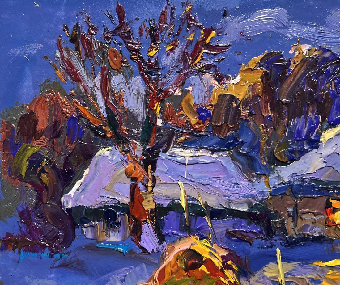 Oil painting Frosty winter evening Oksana Kalenyuk - 4