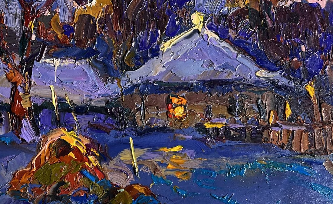 Oil painting Frosty winter evening Oksana Kalenyuk - 8