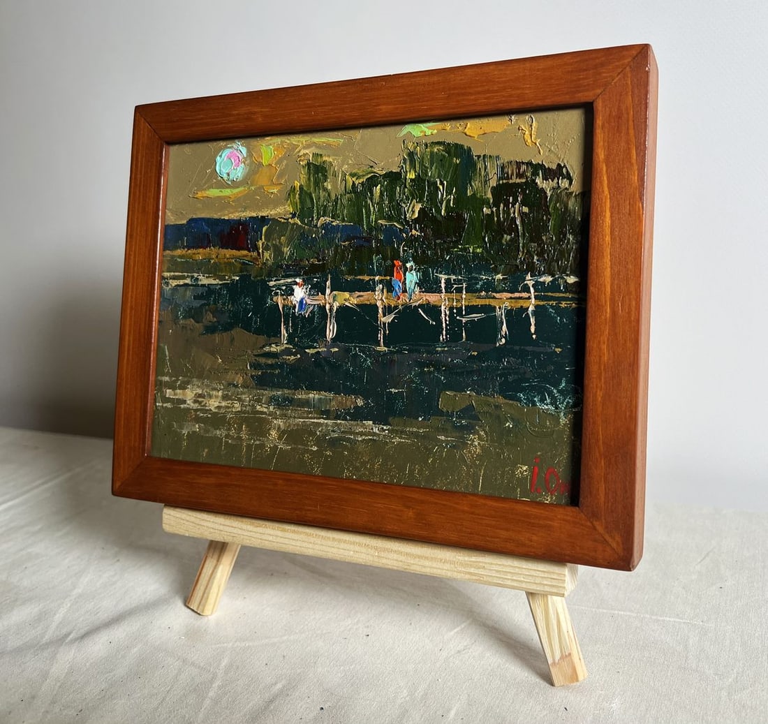 Oil painting Romantic get-togethers by the river Oksana Kalenyuk - 2