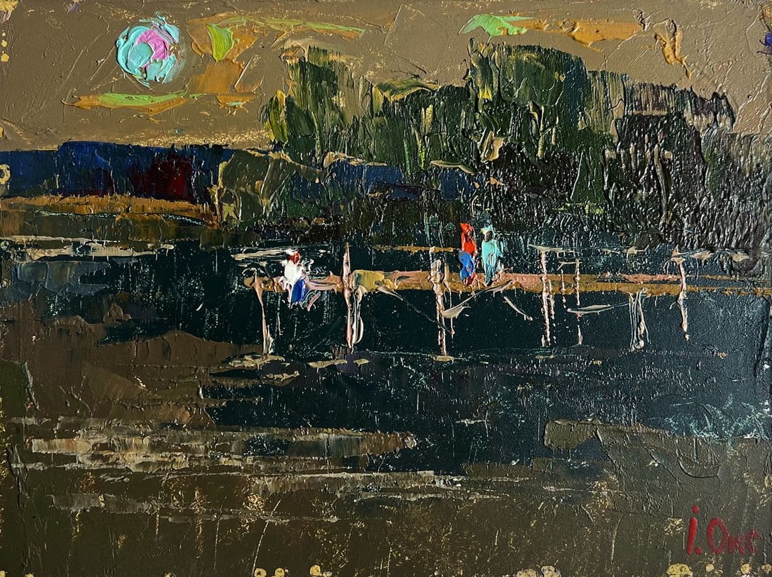 Oil painting Romantic get-togethers by the river Oksana Kalenyuk - 3