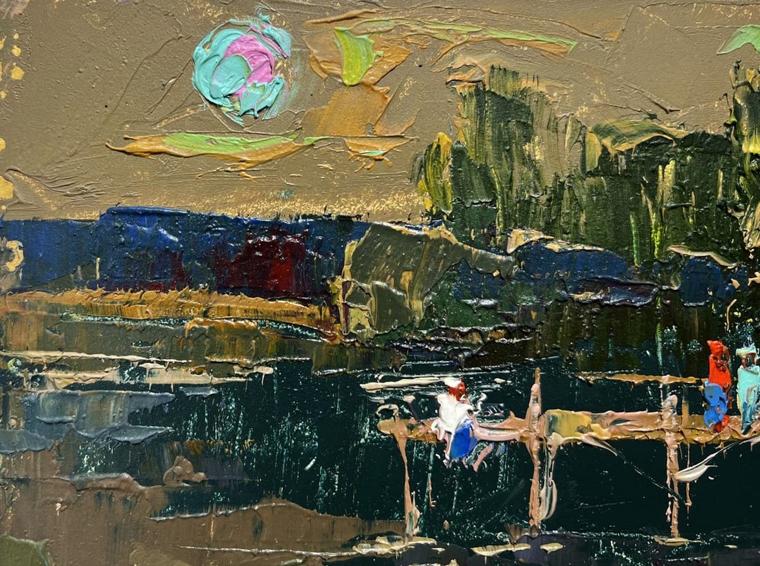 Oil painting Romantic get-togethers by the river Oksana Kalenyuk - 5