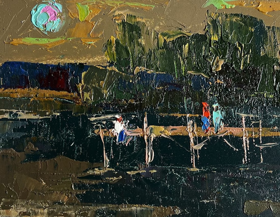 Oil painting Romantic get-togethers by the river Oksana Kalenyuk - 8