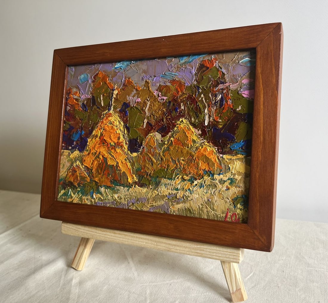 Oil painting Haystacks in the field Alex Kalenyuk - 2